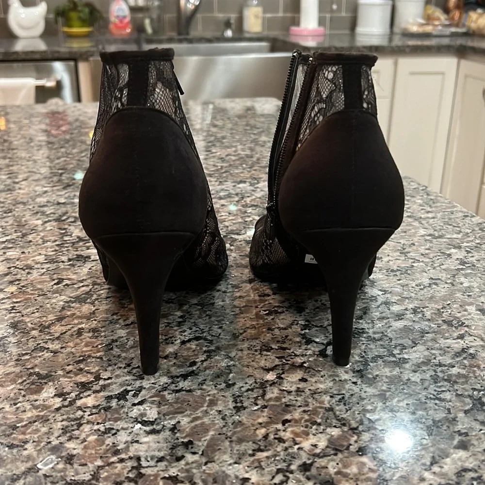Torrid Black Lace Peep Toe Heels - Picture 4 of 6